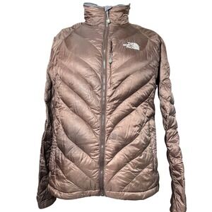 The North Face Summit Series Puffer Jacket Brown Chevron Quilted Womens M *READ